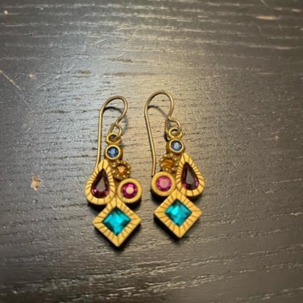 Vintage Patricia Locke Gold Tone Earrings with Swarovski Crystals